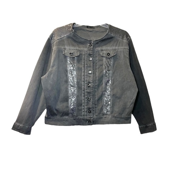 LA BASS Sequined Denim Jackets - Picture 3 of 15